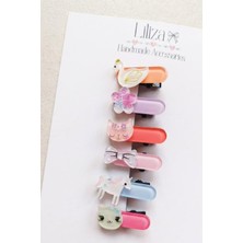 Liliza Accessories Bebek 6lı Mini(Xs Boy) Klips(1,5cm) Toka Seti -Renkli Kalp Objeli