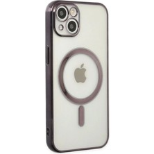 Marsilyan™- Apple Iphone 14 Plus Kılıf Magneticsafe Lazer Silikon - Siyah