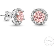 Servi 925 Ayar Gümüş Pink Dream Pembe Tektaş  Küpe