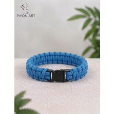 Piyonart El Yapımı Mavi Paracord Paraşüt Ipi Unisex Bileklik Klipsli Outdoor Survival Takı L Beden