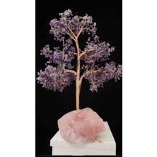 Best Bioenerji Taş Terapi Ametist & Pembe Kuvars Hayat Ağacı – 45 cm | Eşsiz Doğal Taş Tasarımı