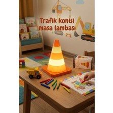 Muffy Stvdio Çocuk Odası Trafik Konisi LED Gece Lambası - Usb'li Masa Lambası - Inşaat Temalı Dekor