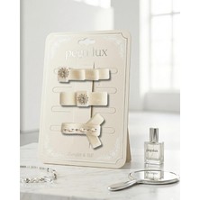 Pegu 3 Lü Little Mini Lux Ekru Kadife Kurdele Pens Taşlı Toka ,bayram,kutlama,özel Gün