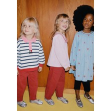 Poala Kids Kız Çocuk Çizgili Polo Yaka Sweatshirt