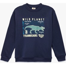 Koton Erkek Çocuk Dinozor Baskılı Şardonlu Uzun Kollu Bisiklet Yaka Sweatshirt