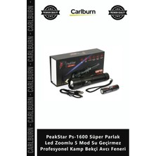 Carlburn Özel Üretim Peakstar PS1600 Süper Parlak LED Zoomlu 5 Mod Su Geçirmez Profesyonel Kamp Bekçi Avcı Fe