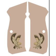 Makgrips Cz 75 A Kartal Figürlü Sarı Metal Arma Bej Pleksi Tabanca Kabzesi