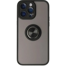 Marsilyan™- Apple Iphone 14 Pro Max Kılıf Montreal Yüzüklü Silikon Kapak - Siyah