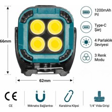 İdragon Idragon W8129-4 Şarjlı Cob LED Çalışma Lambası (Mıknatıslı & Askı Klipsli Acil Durum Feneri)