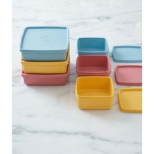 Tupperware 3'lü Kare Saklama ve Beslenme Kutusu Seti (Mavi, Gül Kurusu, Sarı)