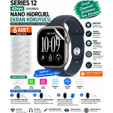 Astakos Apple Watch Series 12 Uyumlu 6 Adet Şeffaf Nano Hidrojel Kırılmaz Darbe Emici Ekran Koruyucu Tpu Film
