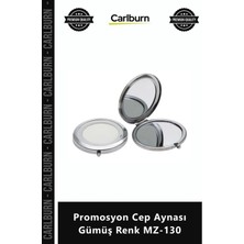 Carlburn Özel Üretim Kaliteli Metal Şık Hediyelik Baskılı Stickerlı Promosyon Cep Aynası Gümüş Renk MZ130