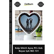 Carlburn Özel Üretim Fotoğraf Çerçevesi Hediyelik Işıklı Modern Kalp Sihirli Ayna Pil+Usb Beyaz Işık MZ131