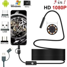 Endoskop 3 In 1 Yılan Kamera USB Micro USB Type-C 20 Metre Yumuşak Kablo