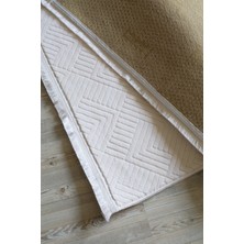 Merinos Aden Saçaklı Kabartmalı Salon Koridor Mutfak Yolluk Kaymaz Taban Krem Halı