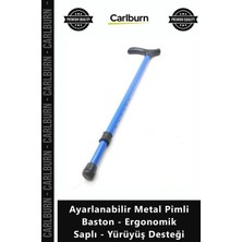 Carlburn Özel Üretim Sağlam Mavi Medikal Ayarlanabilir Metal Pimli Baston Ergonomik Saplı Yürüyüş Desteği