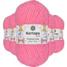 Pileli Store 5 Adet Yumurcak Kadife El Örgü Ipi Fosfor Pembe K773