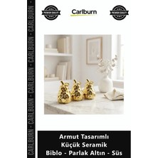 Carlburn Özel Üretim Lüks Dekoratif Gold Modern Ofis Armut Tasarımlı Küçük Seramik Biblo Parlak Altın Süs