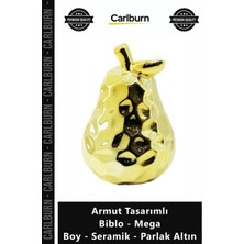 Carlburn Özel Üretim Lüks Modern Dekoratif Obje Armut Tasarımlı Biblo Mega Boy Seramik Parlak Altın