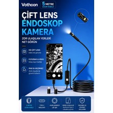Store 5 Metre Çift Kameralı Ios/android Uyumlu Yılan Endoskop Kamera 8mm 2mp Led’li Sert Kablo