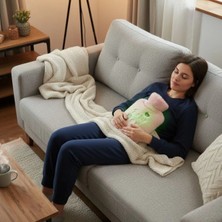 Işıklı Ayıcıklı Figürlü Pembe Peluş Sıcak Su Torbası 1 Lt – Yumuşak Kılıf, Uzun Süre Sıcak Tutan Termal Su Torbası BX40