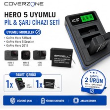 Kazan Hobi 1 Adet Batarya Gopro Hero 5 Hero 6 Hero 7 Hero 8 ile Uyumlu 3 Slot LCD Ekranlı USB Batarya Şarj Cihazı AHDBT-501 AHDBT-801 Uyumlu Aksiyon Kamera Pil Şarj Ünitesi | (GO501 Şarj Cihazı ve Pil)