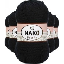 Pileli Store 5 Adet Pırlanta Amigurumi El Örgü Ipi Yünü Siyah 217