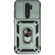 Edntrend Newface Xiaomi Redmi Note 8 Pro Kılıf Pars Lens Yüzüklü Silikon - Yeşil
