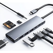 Pileli Store Ally  9 In1 Type C Hub 4K 30hz HDMI USB 3.0sdpd Adaptör