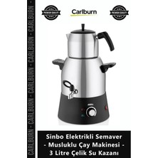 Carlburn Özel Üretim Geniş Çaycı Sinbo Elektrikli Semaver Musluklu Çay Makinesi 3 Litre Çelik Su Kazanı