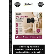 Carlburn Özel Üretim 800W Motor Sessiz Sinbo Saç Kurutma Makinesi Pembe Renk 3 Kademeli Hız Sıcaklık