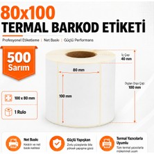 RULORULO 80X100 Termal Barkod Etiketi 500 Sarım 8 Adet