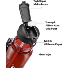 Store 1500ML Pipetli Ölçü Skalalı Şeffaf Gövde Tritan Su Matarası