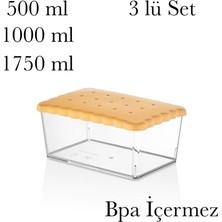 Store Bisküvi Kapaklı Saklama Kabı Seti, 500-1000-1750 Ml, 3'lü Bpa Içermez