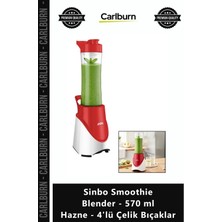 Carlburn Özel Üretim Şisel Güçlü Karıştırıcı Sinbo Smoothie Blender 570 ml Hazne 4'lü Çelik Bıçaklar