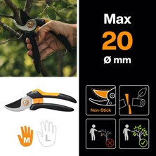Store Bypass M Bahçe Makası, Masif, P321, Taze Dallar ve Çalılar Için, Yapışmaz Kaplama, Paslanmaz Çelik Bıçaklar, Uzunluk: 20,1 Cm, Siyah/turuncu, 1057162