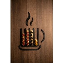 Store Dekoratif Fincan Tasarımlı Nespresso Uyumlu Kapsül Tutucu, Duvara Monte Kahve Kapsülü Standı ve Organizer, Kahve Köşesi Aksesuarı