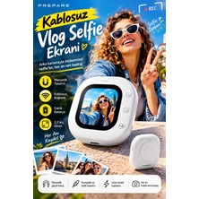Prepare Manyetik Arka Kamera Selfie Ekranı 2.0 Inç Kablosuz Mini Vlog Monitörü Şarjlı Telefon Aksesuarı
