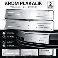 Sns Ticaret 2 Adet Krom Plakalık Takımı Paslanmaz Ince Model Ön Arka Uyumlu Metal Plaka Altlığı