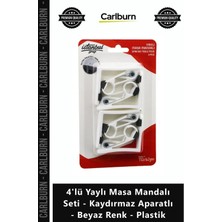 Carlburn Özel Üretim Non Slip Güçlü 4'lü Yaylı Masa Mandalı Seti Kaydırmaz Aparatlı Beyaz Renk Plastik