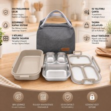 Valkyrie 304 Paslanmaz Çelik 3 Bölmeli Lunch Box Termal Çantalı – Sızdırmaz Kapaklı Beslenme Kabı