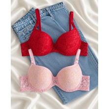 Gold Night Kadın Dantelli Desteklli Balenli Push Up Dolgulu Soft Sütyen Ikili Paket