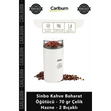 Carlburn Özel Üretim 180W Motorlu Paslanmaz Sinbo Kahve Baharat Öğütücü 70 gr Çelik Hazne 2 Bıçaklı