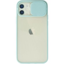Edntrend Newface Iphone 12 Kılıf Palm Buzlu Kamera Sürgülü Silikon - Turkuaz