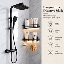 Anza Home Banyo Yapışkanlı Banyo Rafı, 2'li Banyo Düzenleyici, Duş Rafı Organizer Şampuanlık, Metal