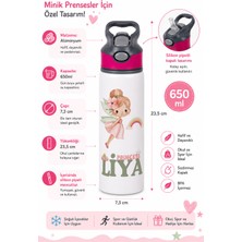 Veracraft Kişiye Özel Temalı Isim Baskılı Çocuk Suluk 650 ml - Alüminyum Pipetli Su Matarası - Bpa Içermez - Okul Spor Günlük Kullanım