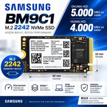 Samsung BM9C1 1tb M.2 2242 Nvme Pcıe GEN4X4 SSD MZAMX1T0HCLD-00BL2 Bulk