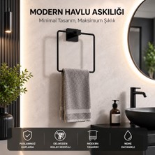 Anza Home Yapışkanlı Kare Siyah Kare Havluluk, Havlu Askısı