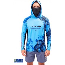 Fujin Relax Buff Hoodie Blue Black Uv Korumalı Balıkçı Sweatshirt