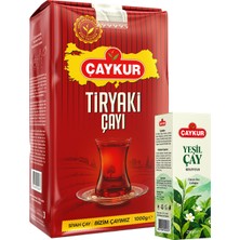 Çaykur Tiryaki 1kg Dökme Çay ve Cam Şişe Yeşil Çay Kolonyası Seti